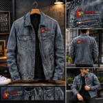 Men’s Retro Stand-Collar Zipper Denim Motorcycle Jacket - Image 6