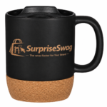 Custom Logo 14oz Cork Base Ceramic Mug with Lid Promo