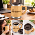 Eco Style 300ml Bamboo Stainless Steel Promo Mug - Image 6