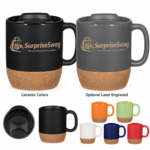 Custom Logo 14oz Cork Base Ceramic Mug with Lid Promo - Image 8