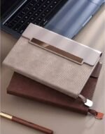 Custom Logo Engraved A5 Tri Fold Leather Notebook - Image 4