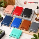 Custom Logo A6 Hardcover PU Mini Notebook with Strap Closure - Image 4