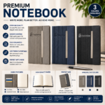 Custom Logo Engraved A5 Tri Fold Leather Notebook - Image 5