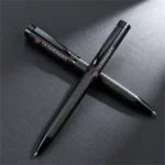 Textured Grip Black Metal Ball Pen