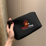 Portable Eco Black Neoprene Pouch With Custom Logo