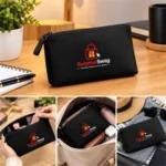 Portable Eco Black Neoprene Pouch With Custom Logo - Image 2