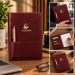 Custom PU Leather Hardcover Pocket Agenda Planner with Pen - Image 6