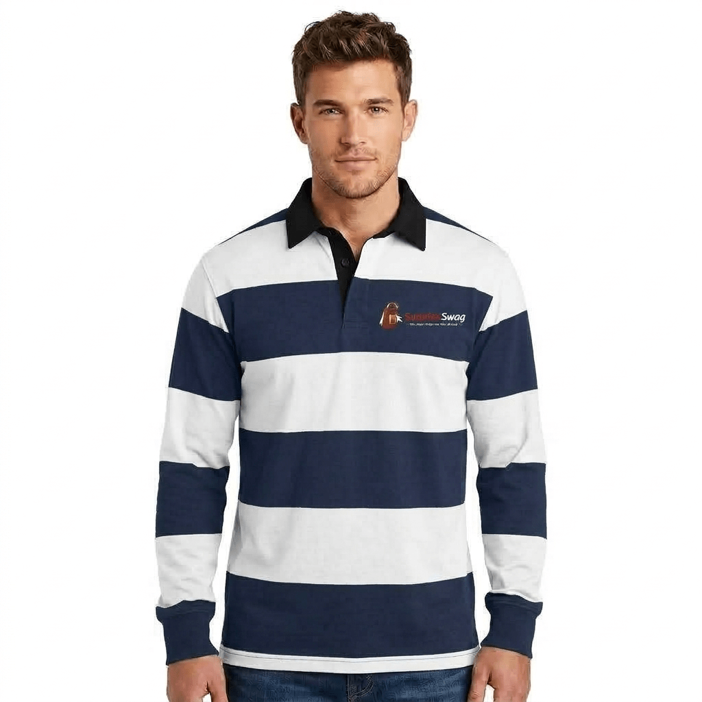 Polo Shirt (1) Classic Striped Long-Sleeve Rugby Polo Shirt - Image 1
