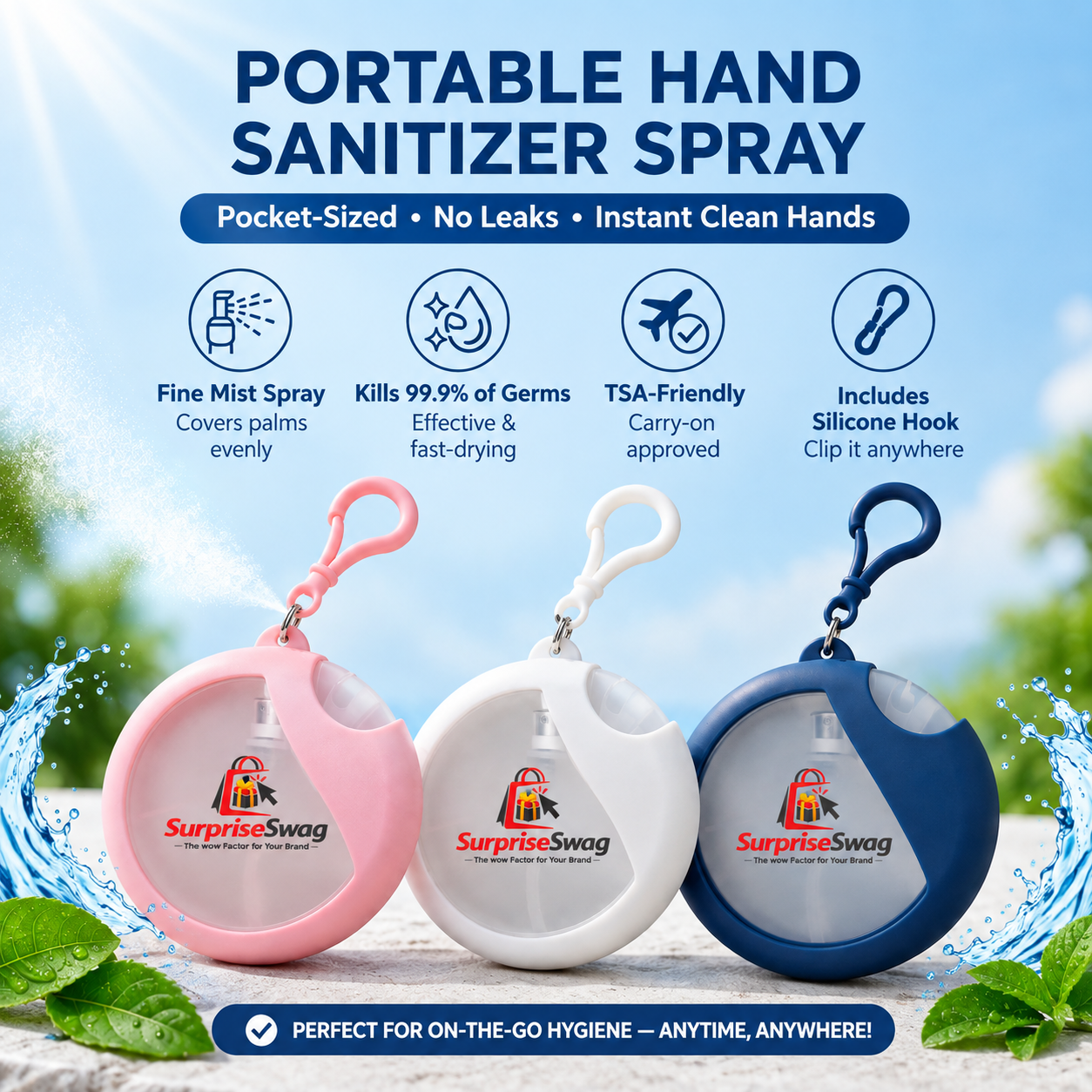 SANITIZER 1 Custom Logo 20ml Hand Sanitizer Spray Keychain Private Label - Image 1