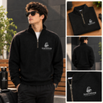 Men 220 GSM Ovesized Quarter Zip Sweatshirt with Custom Logo - Image 6