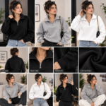 Women’s Loose Half-Zip Thermal-Lined Sweatshirt - Image 3