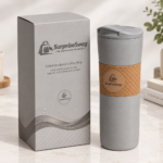 Custom Logo Coffee Tumbler 520ml Leather Protective Sleeve - Image 2