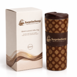Custom Logo Coffee Tumbler 520ml Leather Protective Sleeve - Image 4