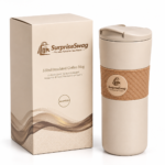 Custom Logo Coffee Tumbler 520ml Leather Protective Sleeve - Image 5