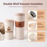 Custom Logo Coffee Tumbler 520ml Leather Protective Sleeve - Image 9