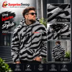 SLATEMANN Men's Hooded Fleece Sweatshirt Tiger Print - Image 3