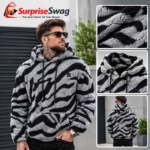 SLATEMANN Men's Hooded Fleece Sweatshirt Tiger Print - Image 2