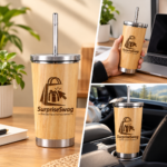 450ML Eco-Friendly Bamboo Tumbler with Stainless Steel - Image 3