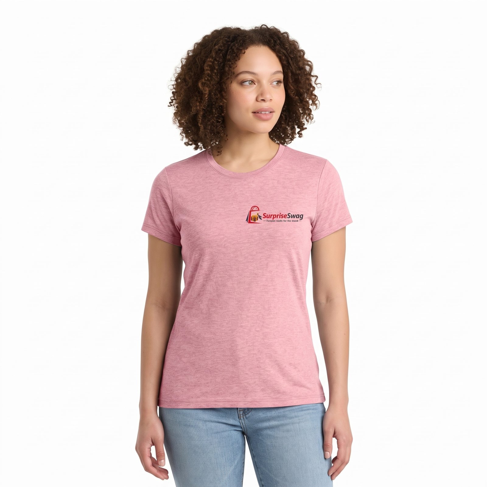 Wisteria Heather Cloud Soft Slim Crew Tee With Custom Logo - Image 1