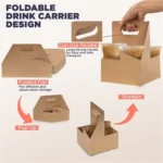 Kraft Paper 4-Cup Coffee & Beverage Carrier Tray - Image 3