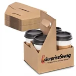 Kraft Paper 4-Cup Coffee & Beverage Carrier Tray