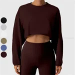 Women's Long-Sleeve Crop Top Yoga & Workout Set - Image 4