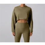 Women's Long-Sleeve Crop Top Yoga & Workout Set - Image 3