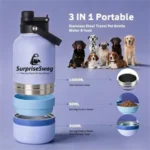 3-in-1 32oz Leakproof Pet Travel Water Bottle with Bowl