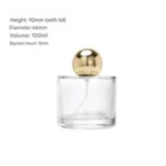 50ml Round Flat Glass Perfume Bottle with Metallic Cap - Image 2