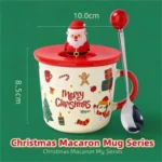 Christmas Ceramic Coffee Mug with Lid 340ml Nordic - Image 4