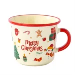 Christmas Ceramic Coffee Mug with Lid 340ml Nordic