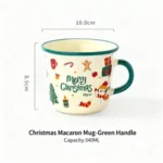 Christmas Ceramic Coffee Mug with Lid 340ml Nordic - Image 3