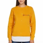 Women's Yellow Pearl-Beaded Crew Neck Knit Sweatshirt