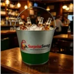 Custom 6L Galvanized Metal Ice Bucket with Logo