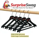 Custom Black Plastic Clothes and Pants Hangers with Logo - Image 2