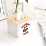 Custom Plastic Tissue Holder with Natural Bamboo Cover