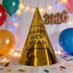 Gold & Silver Metallic New Year Cone Party Hats - Image 2