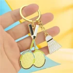 Alloy Badminton Racket Keychain with Enamel Design - Image 3