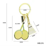 Alloy Badminton Racket Keychain with Enamel Design - Image 2