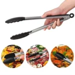 BPA-Free Silicone Kitchen Tongs with Stainless Steel Handles - Image 3