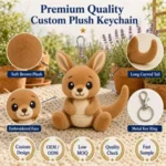 Plush Kangaroo Keychain with Soft Stuffed Toy Design