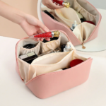 Custom Logo Large PU Leather Makeup Bag Travel Promo - Image 4