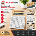 Custom Logo Bamboo Solar Desktop Calculator Promo Gift - Image 2