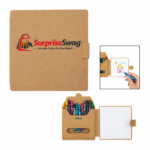 Custom Logo Kraft Crayon Set with Notepad Promo Gift
