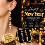 Custom Logo 2027 Rhinestone Long Drop Earrings