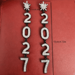 Custom Logo 2027 Rhinestone Long Drop Earrings - Image 5
