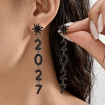 Custom Logo 2027 Rhinestone Long Drop Earrings - Image 4