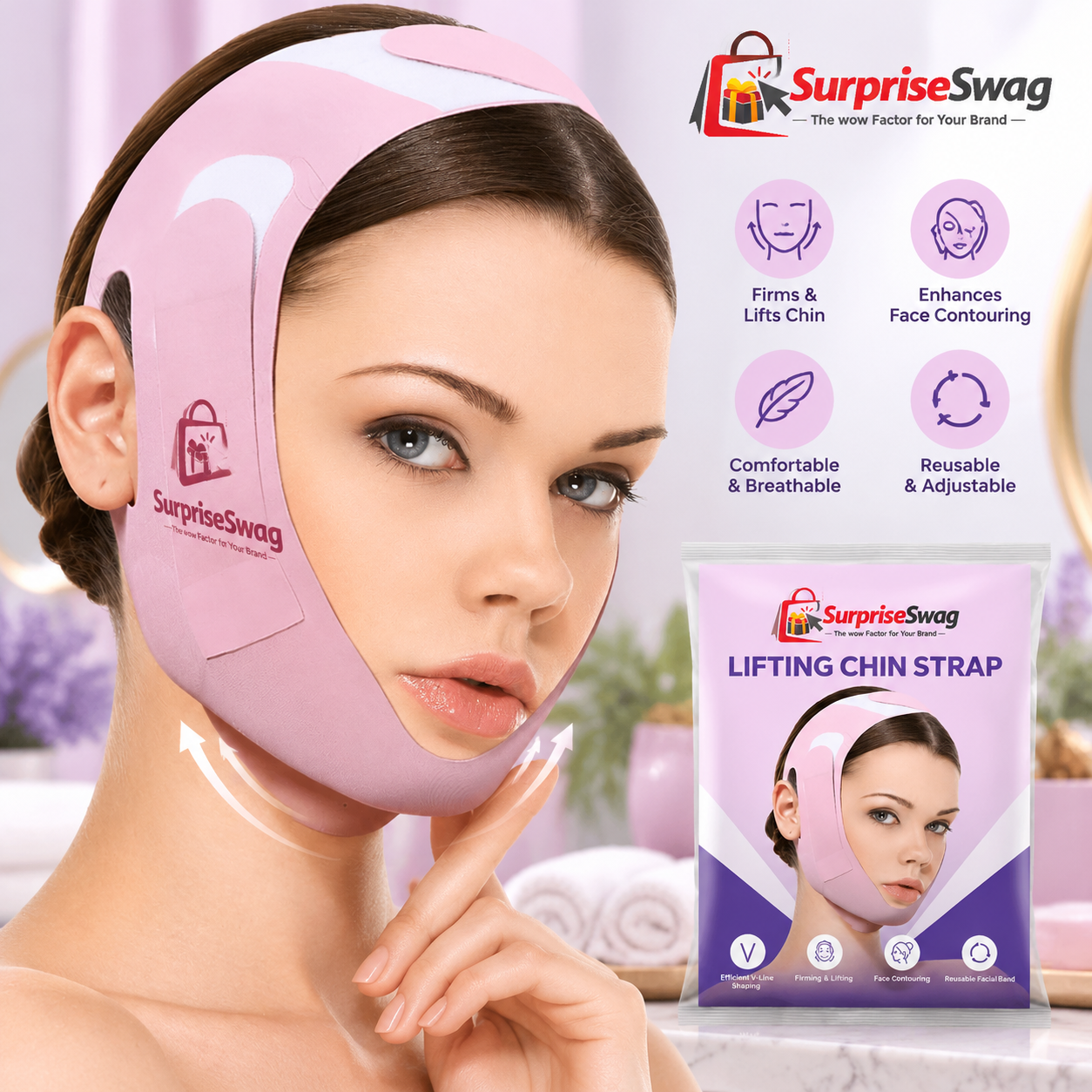 Face Care (5) Custom Logo V-Shaped Chin Strap Promotional Face Care - Image 1
