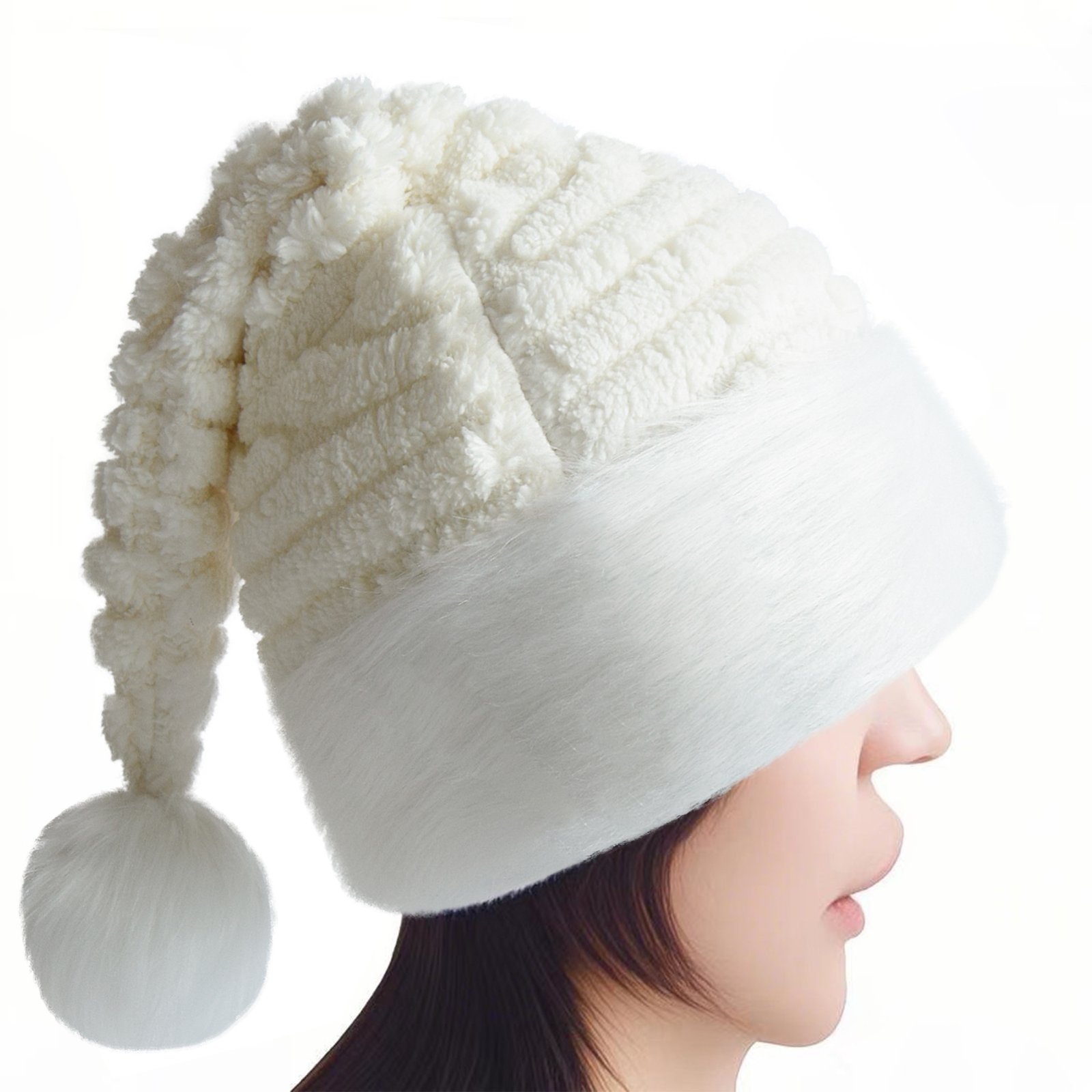 HAT 1 Custom Logo Plush Santa Hat Christmas Pompom Promo Gift - Image 1