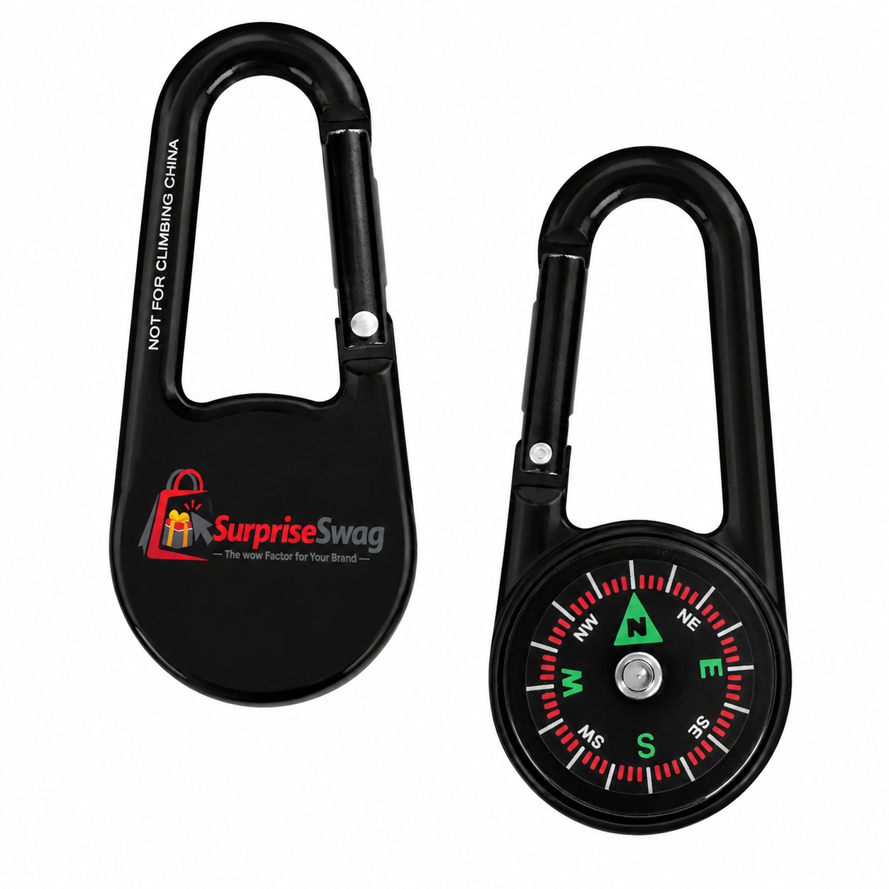 KEYCHAIN 1 Custom Logo Carabiner Compass Clip Outdoor Promo Gift - Image 1